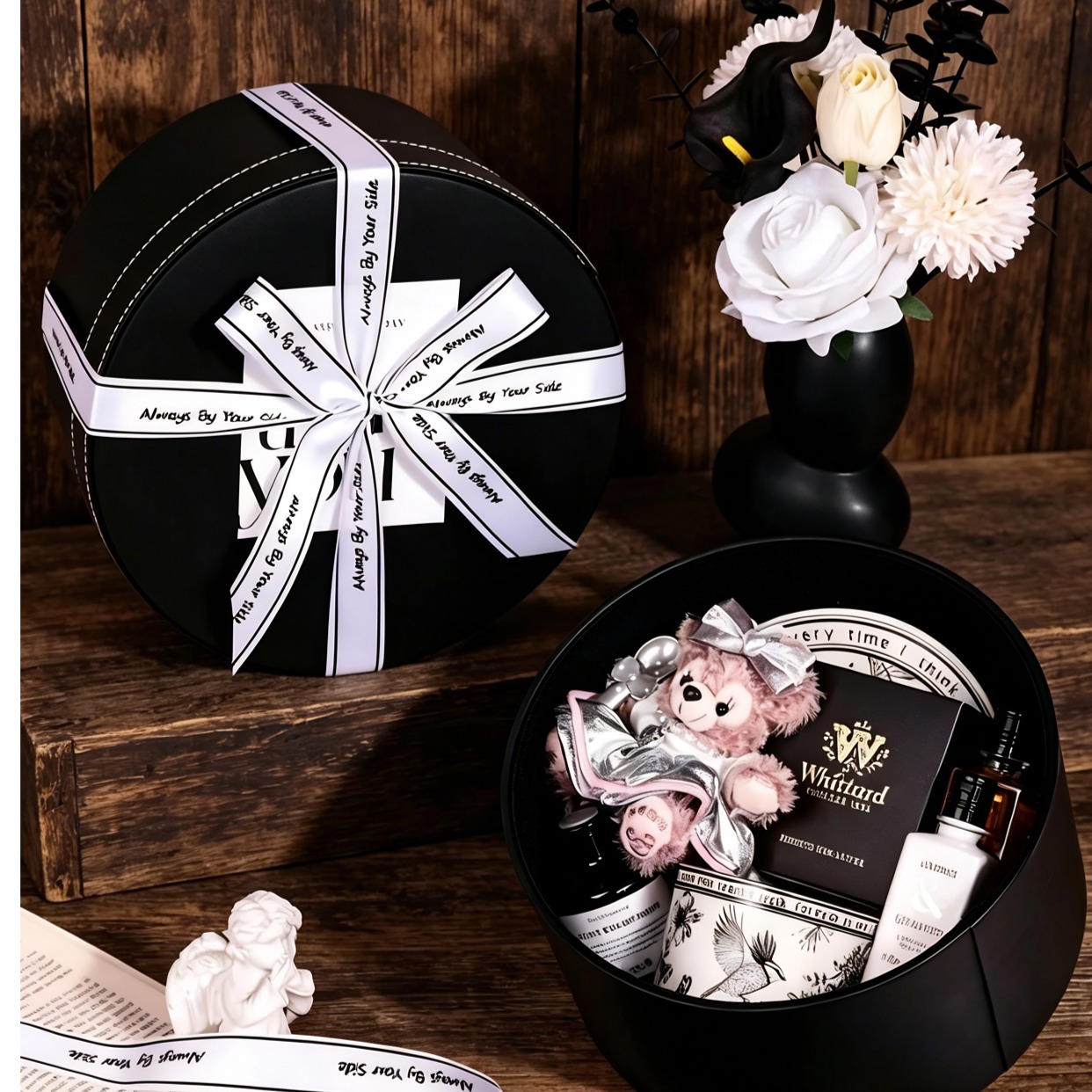 KAWA Luxury Black Round Gift Box Set